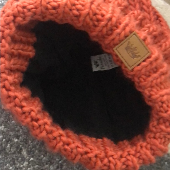 Orange Fleece Lined Pom Hat - Picture 5 of 6